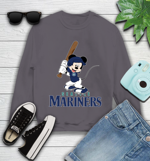 MLB Baseball Seattle Mariners Cheerful Mickey Mouse Shirt Youth Sweatshirt 5