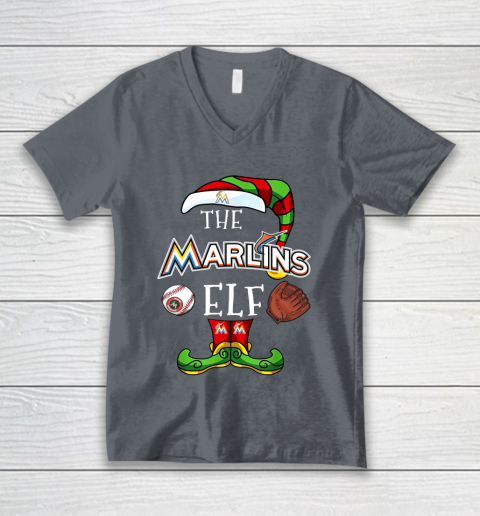 Miami Marlins Christmas ELF Funny MLB V-Neck T-Shirt 4