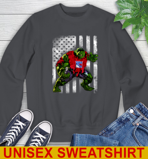 New York Rangers Hulk Marvel Avengers NHL Hockey American Flag Sweatshirt 7