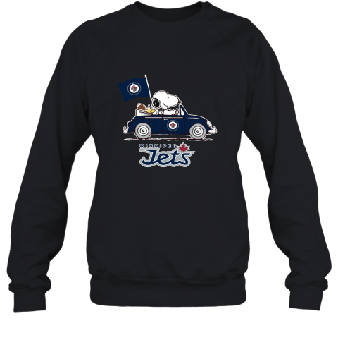 Snoopy And Woodstock Ride The Winnipeg Jets Car NHL Sweatshirt