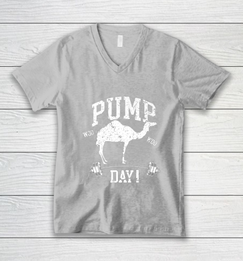 Funny Pump Day Hump Day Camel Weight Lifting Training Gym V-Neck T-Shirt - Image 4