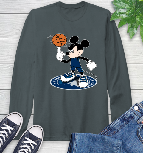 NBA Basketball Minnesota Timberwolves Cheerful Mickey Disney Shirt Long Sleeve T-Shirt 7
