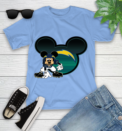 NFL Los Angeles Chargers Mickey Mouse Disney Football T Shirt Youth T-Shirt 11
