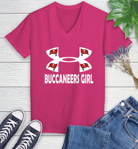 NFL Tampa Bay Buccaneers Girl Under Armour Football Sports Women's V-Neck T-Shirt 9