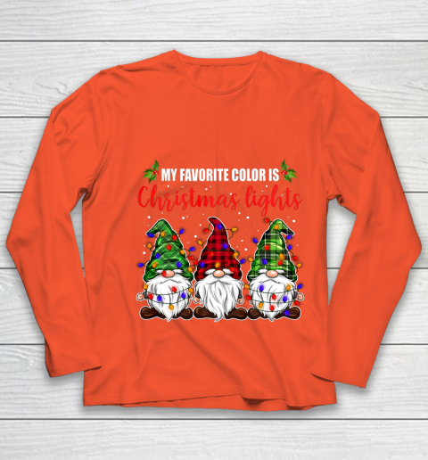 My Favorite Color Is Christmas Light Gnome Merry Christmas Youth Long Sleeve 3