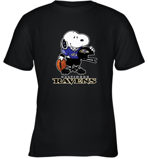Snoopy A Strong And Proud Baltimore Ravens Player NFL Youth T-Shirt