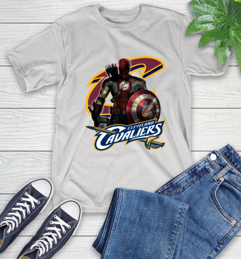 Cleveland Cavaliers NBA Basketball Captain America Thor Spider Man Hawkeye Avengers T-Shirt