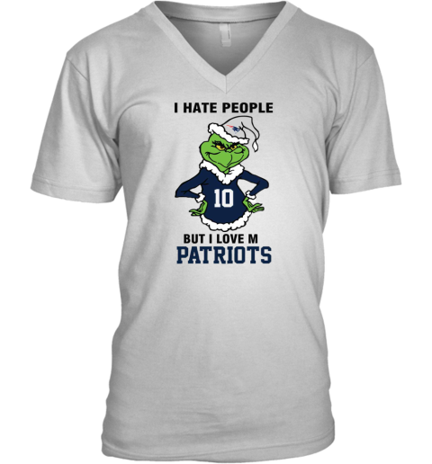 I Hate People But I Love My New England Patriots New England Patriots NFL Teams V-Neck T-Shirt