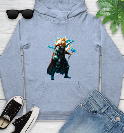 NFL Thor Avengers Endgame Football Miami Dolphins Youth Hoodie 10