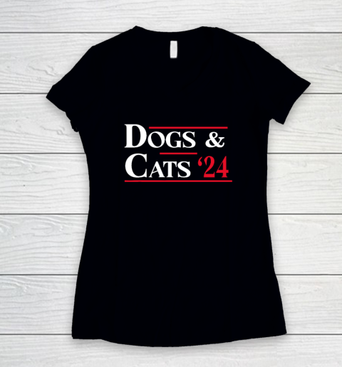 Dogs and Cats 2024 They're Eating The Dogs Women's V-Neck T-Shirt
