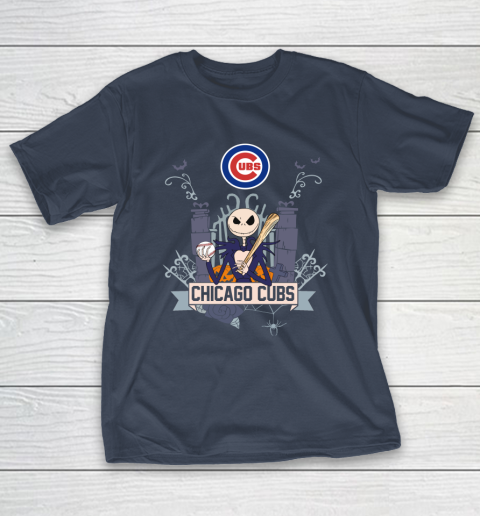 MLB Chicago Cubs Baseball Jack Skellington Halloween T-Shirt 3