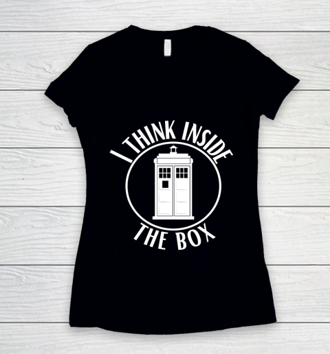 Doctor Who Tardis I think inside the Box Women's V-Neck T-Shirt