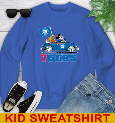 NBA Basketball Philadelphia 76ers Pluto Mickey Driving Disney Shirt Youth Sweatshirt 7