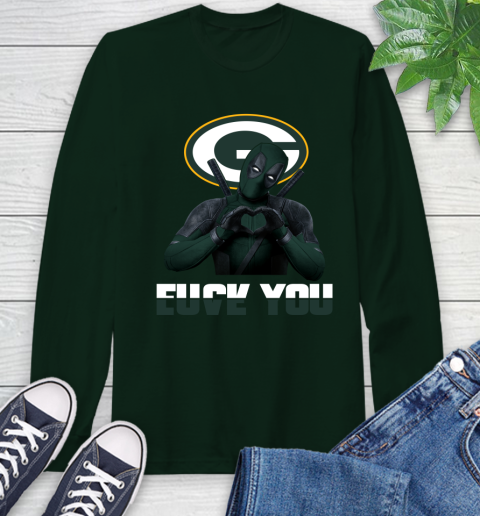 NHL Green Bay Packers Deadpool Love You Fuck You Football Sports Long Sleeve T-Shirt 7