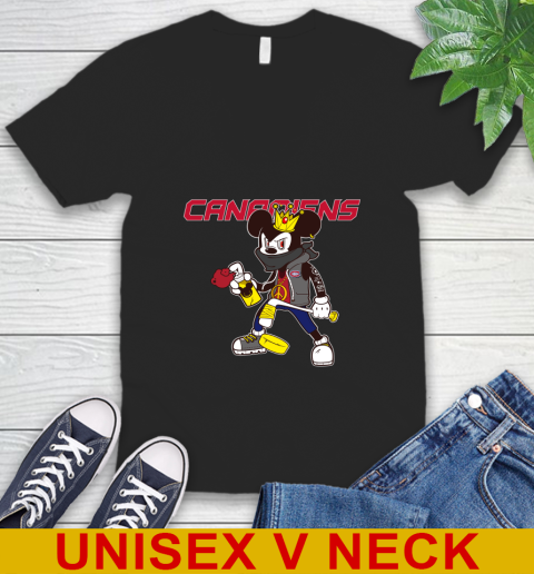 Montreal Canadiens NHL Hockey Mickey Peace Sign Sports V-Neck T-Shirt 2