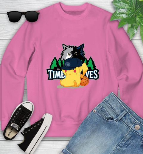 NBA Pikachu Basketball Sports Minnesota Timberwolves Youth Sweatshirt 7