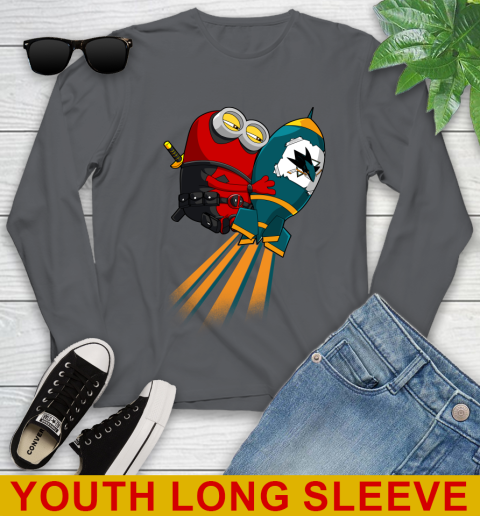 NHL Hockey San Jose Sharks Deadpool Minion Marvel Shirt Youth Long Sleeve 9