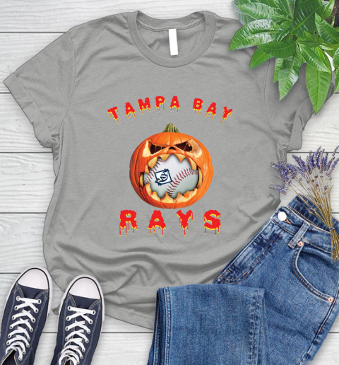 MLB Tampa Bay Rays Halloween Pumpkin Baseball Sports Women's T-Shirt 10