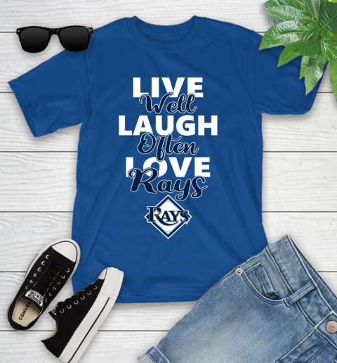 MLB Baseball Tampa Bay Rays Live Well Laugh Often Love Shirt Youth T-Shirt 10