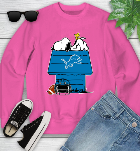 Detroit Lions NFL Football Snoopy Woodstock The Peanuts Movie Youth Sweatshirt 7