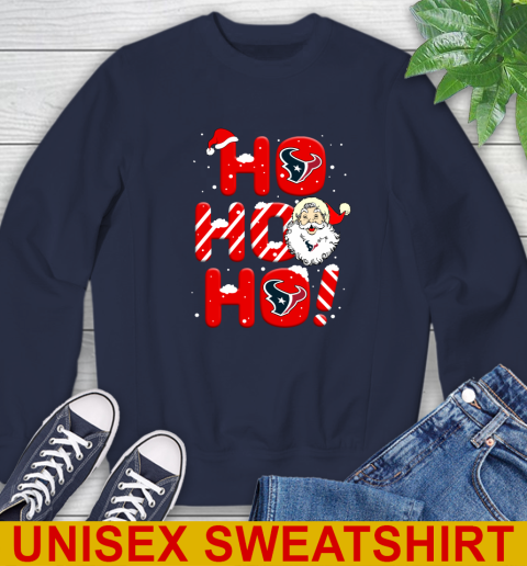 Houston Texans NFL Football Ho Ho Ho Santa Claus Merry Christmas Shirt Sweatshirt 2