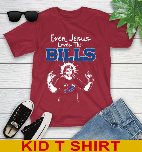 Buffalo Bills NFL Football Even Jesus Loves The Bills Shirt Youth T-Shirt 12