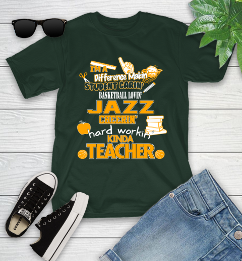 Utah Jazz NBA I'm A Difference Making Student Caring Basketball Loving Kinda Teacher Youth T-Shirt 5