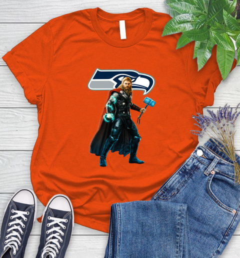 NFL Thor Avengers Endgame Football Seattle Seahawks Women's T-Shirt 4
