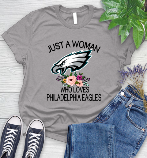 NFL Just A Woman Who Loves Philadelphia Eagles Football Sports Women's T-Shirt 3