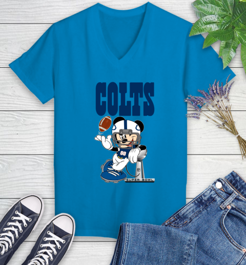 NFL Indianapolis Colts Mickey Mouse Disney Super Bowl Football T Shirt Women's V-Neck T-Shirt 7