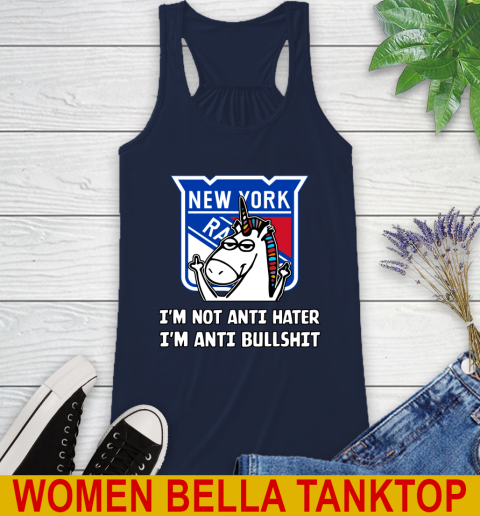 New York Rangers NHL Hockey Unicorn I'm Not Anti Hater I'm Anti Bullshit Racerback Tank 11