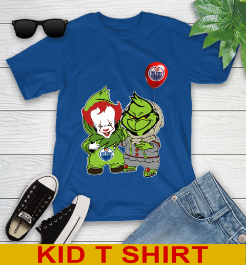 Edmonton Oilers Baby Pennywise Grinch Christmas NHL Hockey Youth T-Shirt 9