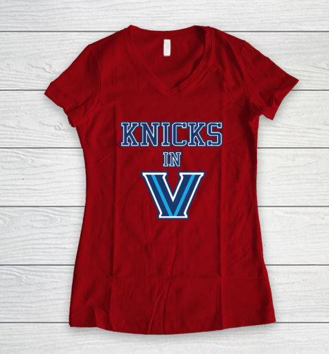 New York Knicks In V Villanova Wildcats Women's V-Neck T-Shirt 6