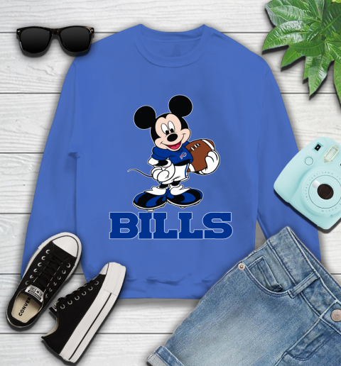 NFL Football Buffalo Bills Cheerful Mickey Mouse Shirt Youth Sweatshirt Tee For Sports