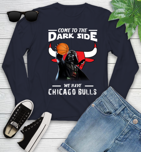 NBA Come To The Dark Side We Have Chicago Bulls Star Wars Darth Vader Basketball Youth Long Sleeve 2