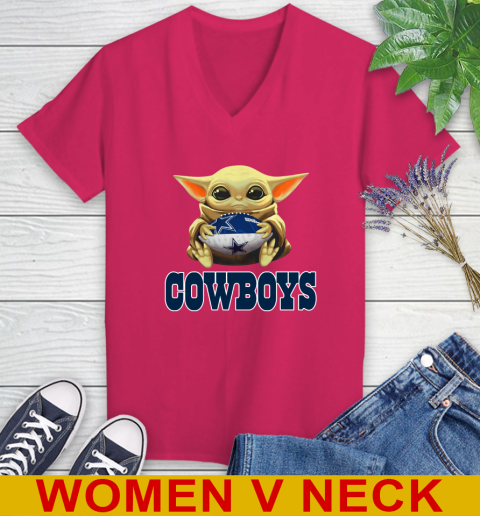 NFL Football Dallas Cowboys Baby Yoda Star Wars Shirt Women's V-Neck T-Shirt 10