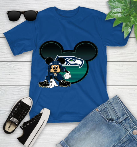 NFL Seattle Seahawks Mickey Mouse Disney Football T Shirt Youth T-Shirt 9