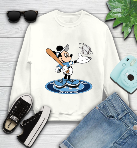 MLB Baseball Tampa Bay Rays Cheerful Mickey Disney Shirt Youth Sweatshirt 2