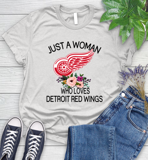NHL Just A Woman Who Loves Detroit Red Wings Hockey Sports Women's T-Shirt