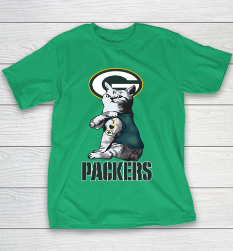 NFL Football My Cat Loves Green Bay Packers Youth T-Shirt 3