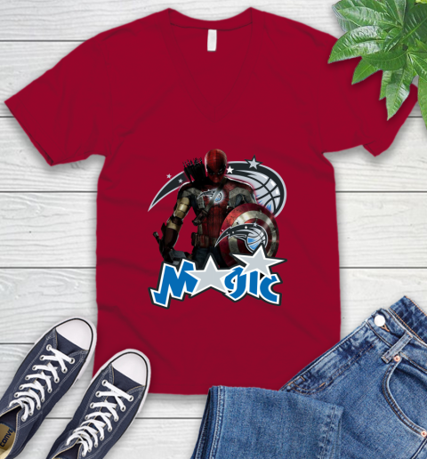 Philadelphia 76ers NBA Basketball Captain America Thor Spider Man Hawkeye Avengers V-Neck T-Shirt 8