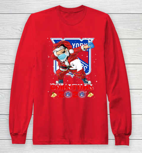 New York Rangers Funny Santa Claus Dabbing Christmas 2020 NHL Long Sleeve T-Shirt 7