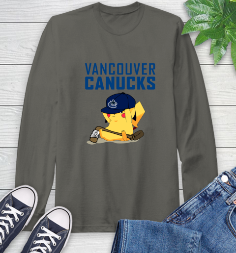 NHL Pikachu Hockey Sports Vancouver Canucks Long Sleeve T-Shirt - Image 9