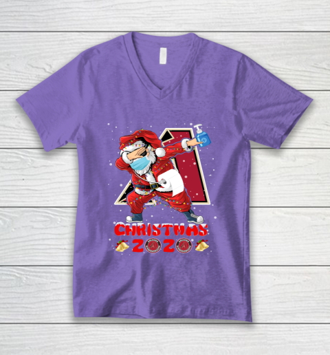 Arizona Diamondbacks Funny Santa Claus Dabbing Christmas 2020 MLB V-Neck T-Shirt 8