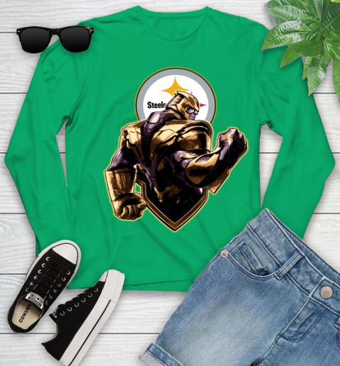 NFL Thanos Avengers Endgame Football Sports Pittsburgh Steelers Youth Long Sleeve 6