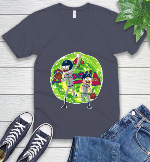 MLB Atlanta Braves Rick And Morty Baseball Sports V-Neck T-Shirt 9
