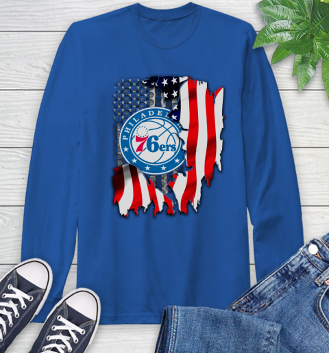 Philadelphia 76ers NBA Basketball American Flag Long Sleeve T-Shirt 10