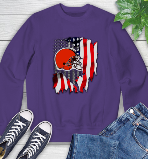Cleveland Browns NFL Football American Flag Sweatshirt 4
