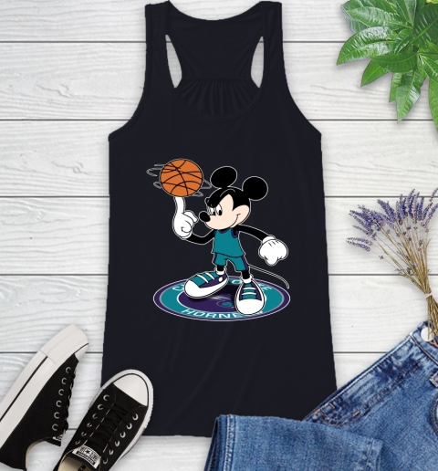 NBA Basketball Charlotte Hornets Cheerful Mickey Disney Shirt Racerback Tank 9
