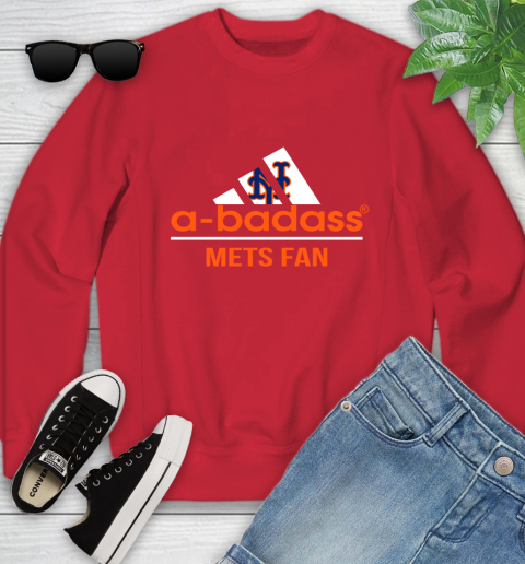 MLB A Badass New York Mets Fan Adidas Baseball Sports Youth Sweatshirt 8